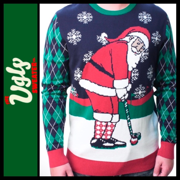 NWOT Ugly Christmas Sweater Unisex Golfing Santa - Picture 3 of 10